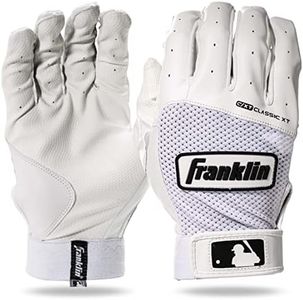 Franklin Sports MLB Batting Gloves - Classic XT Adult Men's + Youth Batting Gloves Pair - Baseball + Softball Gloves - White - Adult Medium