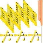 48 Pieces Hair Perm Rods Short Cold Wave Rods Plastic Perming Rods Hair Curling Rollers Curlers with Steel Pintail Comb Rat Tail Comb for Hairdressing Styling Supplies (0.28 Inch, Yellow and Orange)