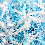 WP WANNA PARTY Light Blue & White Paper Shreds, Shredded Paper for Gift Packaging, Box & Basket Filler, Paper Grass for Decorative Packing, 30 Grams