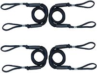 4 Pack Bungee Boat Dock Lines Mooring Rope Boat Accessories Docking Lines for Boats Kayak, Jet Ski, Pontoon, Canoe, Power Boat WaveRunner