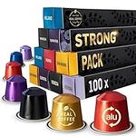 Strong Coffee Variety Pack: 100 Nespresso Compatible Pods. Test-Winning Capsules. 6 Different Varieties