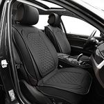 Elantrip Front Car Seat Cover Luxury Faux Leather Pocket with High Density Foam Non-Slip, Waterproof, Suitable for Cars, Trucks & SUVS (2PC Black)