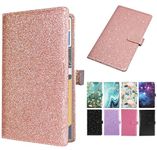 DMLuna Car Registration and Insurance Holder, Leather Vehicle Card Document Glove Box Organizer, Auto Truck Compartment Accessories for Essential Information, Driver License Cards, Glitter Rose