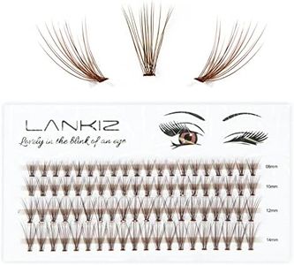 LANKIZ Brown Individual Lashes, 20D Colored Cluster Lashes for DIY Eyelash Extension, 0.07mm 8-14mm Mix Faux Mink False Lash Extensions for Home & Salon Use