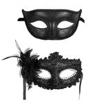 ZbFwmx Couple Masquerade Mask Set Masquerade Mask for Women Black Costume Mask Cosplay Party Masquerade Ball