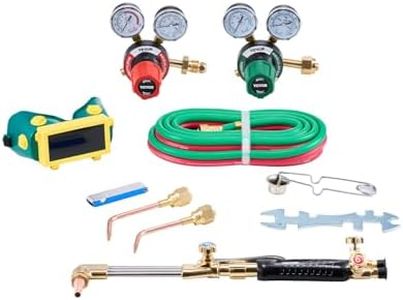 VEVOR Oxygen Acetylene Torch Kit, Gas Welding Cutting Torch Kit, 12PCS Oxy Acetylene Brazing Tool Set with 177 inches Twin-Hose, 1 Cutting Nozzle, 2 Welding Tips & 2 Regulators (without Gas Cylinder)