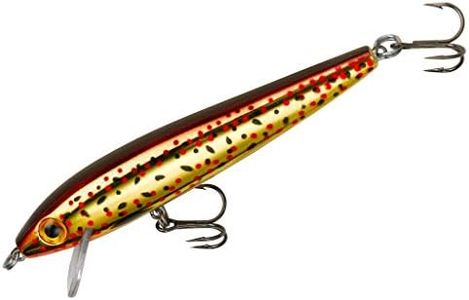 Rebel Lures Tracdown Minnow Slow-Sinking Crankbait Fishing Lure - Great for Bass, Trout and Walleye, Slick Brown Trout, 3 1/2 in, 3/8 oz (TD10494)