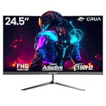 CRUA Monitor Gaming Monitor, 24.5 Inch 180Hz Curved Computer Monitor, Full HD 1080P Frameless Desktop Monitor, 1ms GTG with FreeSync, Low Motion Blur, Eye Care, VESA, DisplayPort, HDMI, Black