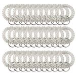 Loopunk 50 pcs Wristband Keychains, Plastic Coil Stretch Elastic Spring Spiral Bracelet Key Ring for Gym Pool ID Badge for Keychain Pet Luggage Bag(transparent)