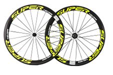 Superteam Carbon Fiber Road Bike Wheels 700C Clincher Wheelset 50mm Matte 23 Width (Fluorescent Yellow)