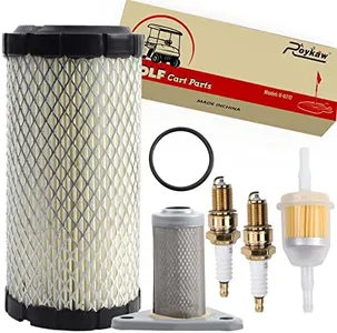 Roykaw EZGO TXT/RXV/ST350/Workhorse Tune Up Kit with Air Filter Oil Filter Spark Plug Fuel Filter for Gas Golf Cart Models (EZGO TXT W/MCI Motor, RXV W/Robbins Motor)