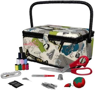 SINGER 07281 Vintage Sewing Basket with Sewing Kit Accessories