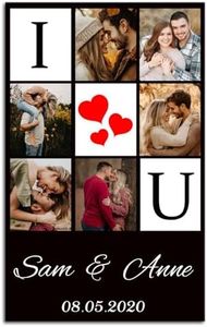 ZHIYYHAO Personalized 6 Photos with Your Words Canvas Prinits For Wall Framed Custom Multi Photo Collage with Your Photos for Family Wedding Friends Anniversary (CF-15,36.00L X24.00W'')