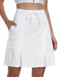 MoFiz Ladies Tennis Skirts with Shorts Athletic Golf Skort High Waisted Mini Pleated Skirt Running Workout Active Sports Skirts Pockets White US Size L