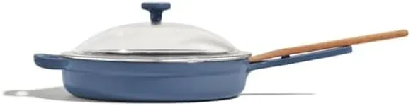 Our Place Cast Iron Always Pan | Premium Enameled, Toxin-Free Surface | 10-inch 8-in-1 Multifunctional Cookware System | Lid, Handle Covers | Heavy Duty Skillet | Oven & High Heat Safe | Blue Salt