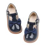 Kiderence Toddler Little Girls Mary Jane Dress Shoes School Oxford for Girls Blue Flats Size 5M