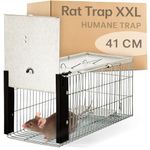 Praknu Humane Rat Trap - Live Squirrel Cage Trap for Indoor & Outdoor - Extra large 41cm - Mice, Rats, Squirrel & Rodent - Animal Friendly & Reusable - Ready to Use