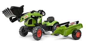 Falk F2040AM tractor loader CLAAS Backhoe with Trailer | Pedal Ride On | Just Like The Real Thing | Boy and Girls 2-5 Years | Light Weight and Easy to use Steering, Green