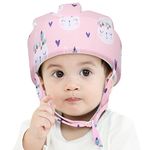 Xeano Baby Walking Helmet 1-2 Years, Infant Protective Hat Toddler Protector Cap Walking Harness Cotton Adjustable Soft Baby Safety Helmet for Crawling and Walking (Pink Rabbit)