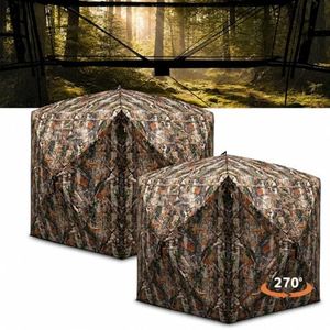 FUNHORUN Hunting Blind Ground Blind 270 Degree See Through, 2/3 Person Lightweight Soft Material Pop-Up Tent, Easy-Fold Portable Concealed Shelter, Pack of 2