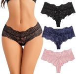 Avidlove Underwear for Women Sexy Lingerie for Women Briefs Lace Panties Low Waist Thong Hipster Ladies Underpants 3 Packs XXL