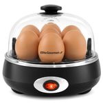Elite Gourmet EGC007CHC Rapid Egg Cooker, 7 Easy-To-Peel, Hard, Medium, Soft Boiled Eggs, Poacher, Omelet Maker, Auto Shut-Off, Alarm, 16-Recipe Booklet, BPA-Free, Charcoal Grey