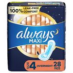 Always Maxi Unscented Pads without Wings, Overnight, 28 Count (Pack of 3)
