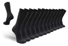 KODIAK Kodiak Mens Ribbed Cotton Multipack Crew Socks 12 Pairs Black 10