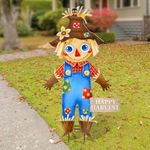 Whaline Fall Metal Scarecrow Decorative Garden Stake Large Size Happy Harvest Yard Sign With Stakes Waterproof Autumn Welcome Sign for Fall Thanksgiving Home Garden Yard Lawn Patio Decorations