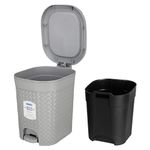 KOLORR Stitch 15 Liters Plastic Pedal Large Dustbin with Lid and Inner Bucket, Trash Can, Garbage Bin, Waste Bin for Home, Kitchen, Office, School, Bathroom & Washroom - Daiso Grey