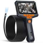 Teslong Endoscope Inspection Camera, Dual Lens Endoscope Camera with 7 Light, 2.0 Megapixel Waterproof Borescope Camera with Split Screen, Sewer Tube Camera 3000mAh Battery, 32G TF Card (16.5FT/5M)