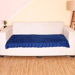 Amazon Brand - Umi 1 Seater Quilted Velvet Sofa Cover Protector with Frill (Blue)