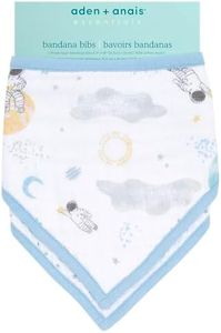 aden + anais™ essentials Pack de 2 bavoirs bandanas en mousseline 100% coton, Design contemporain, Absorbant, Pour bébés qui font leurs dents, Garçon & Fille, 21,5cm x 41cm, Imprimé space explorers