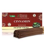 Bless-Cinnamon-Incense-Sticks 100%-Natural-Handmade-Hand-Dipped-Incense-Sticks Organic-Chemicals-Free for-Purification-Relaxation-Positivity-Yoga-Meditation The-Best-Woods-Scent (100 Sticks(150GM))