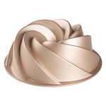 Erreke Cake Tin, Non Stick and Highly Durable Cast Aluminium, Rose Gold, 24cm Diameter, 1.8 Liter Capacity, Cake Mould (Spiral)