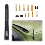 Yumfugu 1 PC Car Antenna with Screws Accessories, 4.7In 12V Carbon Fiber Metal Automotive Antenna Replacement, Universal Vehicle Modification Radio Signal Receiver for Cars Trucks SUVs (Black)