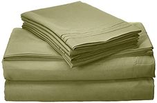 CELINE LINEN Bed Sheets, Sage-Green, Full