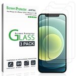 amFilm for iPhone 12 (3 Pack) Glass Screen Protector Compatible for iPhone 12 / iPhone 12 Pro (6.1" Display) with Easy Installation Tray