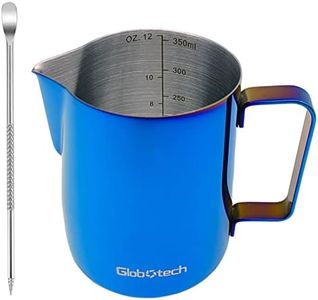 Coffee Pitcher Milk Frothing Cup – Stainless Steel Milk Frother Jug Espresso Accessories Milk Steamer Pitcher Latte Pitcher Froth Cup Steaming Cappuccino 12 Oz Blue 350ml