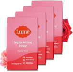 Lume Triple Milled Soap - Rich Moisture & Gentle Cleansing - Paraben Free, Phthalate Free, Skin Safe - 5 ounce (Pack of 4) (Peony Rose)