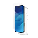 ZAGG InvisibleShield Glass Elite 360 Bundle Tempered Glass Screen Protector and Phone Case for iPhone 15 [6.1-Inch], Smudge & Scratch-Resistant, Shockproof, Easy Application (Transparent)