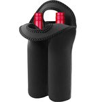 VECH Wine Carrier Tote Bag for Travel - 2 Bottle Carrying Drink Cooler Bags - Thick Neoprene Wine Bottle Holder with Secure Carry Handle Keeps Bottles Protected, Waterproof Insulated Wine Bag (Black)