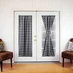 RLoncomix French Door Curtains Buffalo Plaid Window Curtains Rod Pocket Farmhouse Sidelight Curtains for Glass Door 72 inch Long 2 Panels with Tieback, Black/White