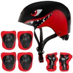 Niftii Kids Helmet with Pads - Adjustable Multi-Sport Complete Safety Gear for Cycling, Skateboarding & Scooting - Ideal for Boys & Girls Ages 3-15 - Kids Bike Helmet Set, Shark