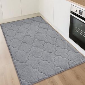 COSY HOMEER Kitchen Rugs 32"x48" Non-Slip Washable Kitchen Mats for Floor Absorbent Kitchen Carpet Soft Rugs for Kitchen,Sink Mat,Entrance,Area Rug,Grey