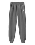 HIBETY Boys Athletic Pants, Moisture-Wicking Breathable Cotton Sweatpants with Elastic Drawstring Deep Grey-L