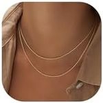 NECOCY 14K Gold 1mm Square Snake Chain Necklace Layered Thin Chain Dainty Layering Necklaces Set Non Tarnish Simple Link Necklaces Stacked Fashion Double Chokers Jewelry for Women