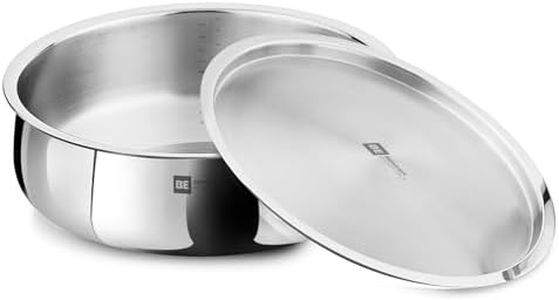 Bergner BE Essentials TriPly Stainless Steel 32 cm Biryani Handi with Lid, 8.4L Biryani Pot, Large Patila Handi, Even Heat Distribution, Non-Toxic, Less Oil Use - Induction and Gas Stove Ready