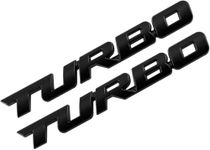 VRT 3D Turbo Premium Car Side Fender Rear Trunk Emblem Alloy Badge Decals Sticker for All Cars Trucks SUV Size:10cm x 1cm x 1mm (Pack of 2 - Black)