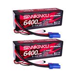 SANKAKU 3S 6400mAh Lipo Battery 11.1V 100C Lipos Hard Case with EC5 Plug for RC Vehicles car Truck Buggy Tank Models Hobby 2pcs